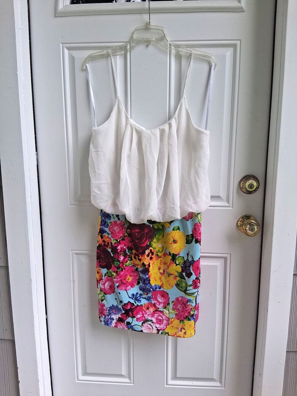 296 Women's Floral Print Mini Dress with White Tank Top 2X Deb